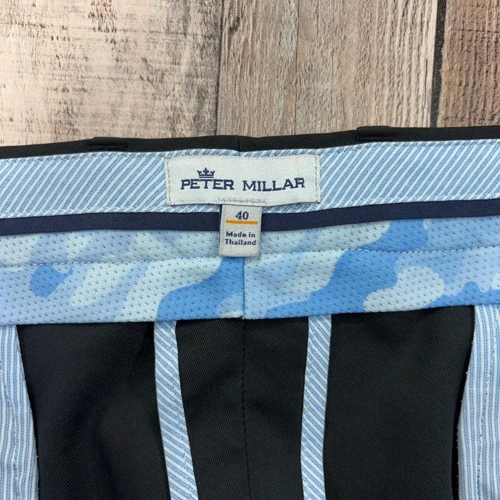 Peter Millar Men's Performance Golf Shorts Black Stretch Flat Front Size 40